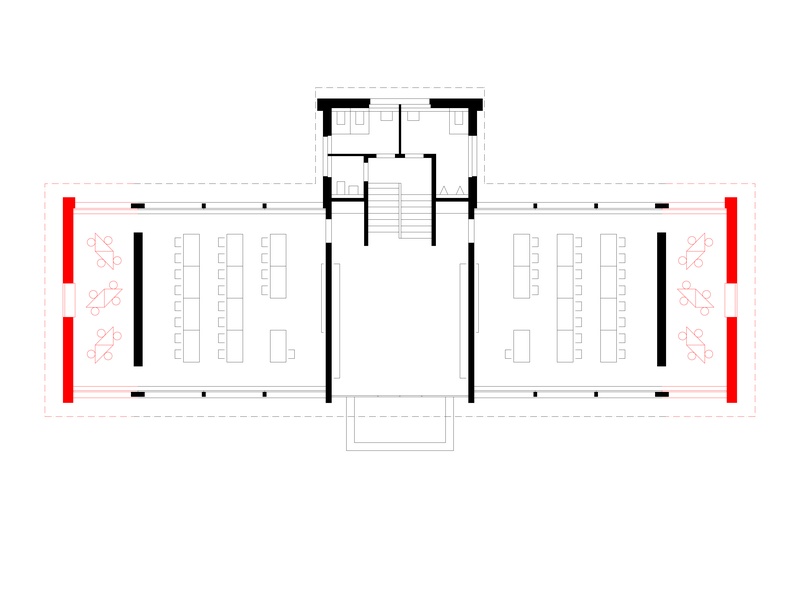 Gruenes Schulhaus, Ins, wahliruefli, Sanierung, Bauen im Bestand, Schulraumerweiterung, Grundriss